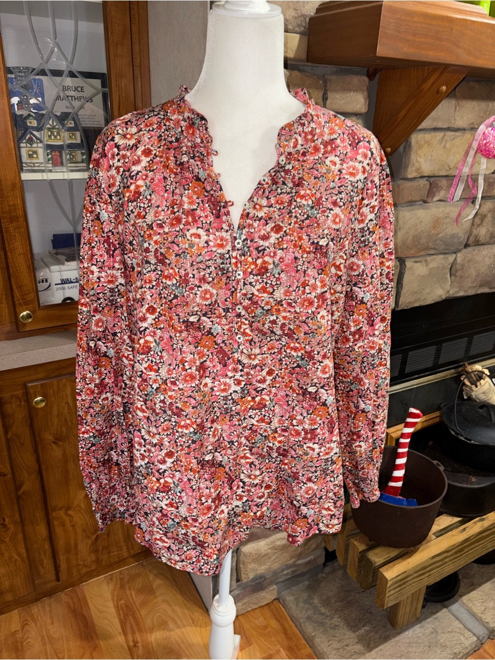 Talbots size X-Large multicolred floral print lightweight long sleeve EUC